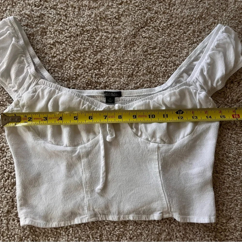 Wild Fable Crop Top XS Cap Sleeve White Romantic‎ Coquette Milkmaid - Picture 4 of 7